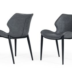 INDUSTRIAL DARK GREY ECO-LEATHER DINING CHAIR