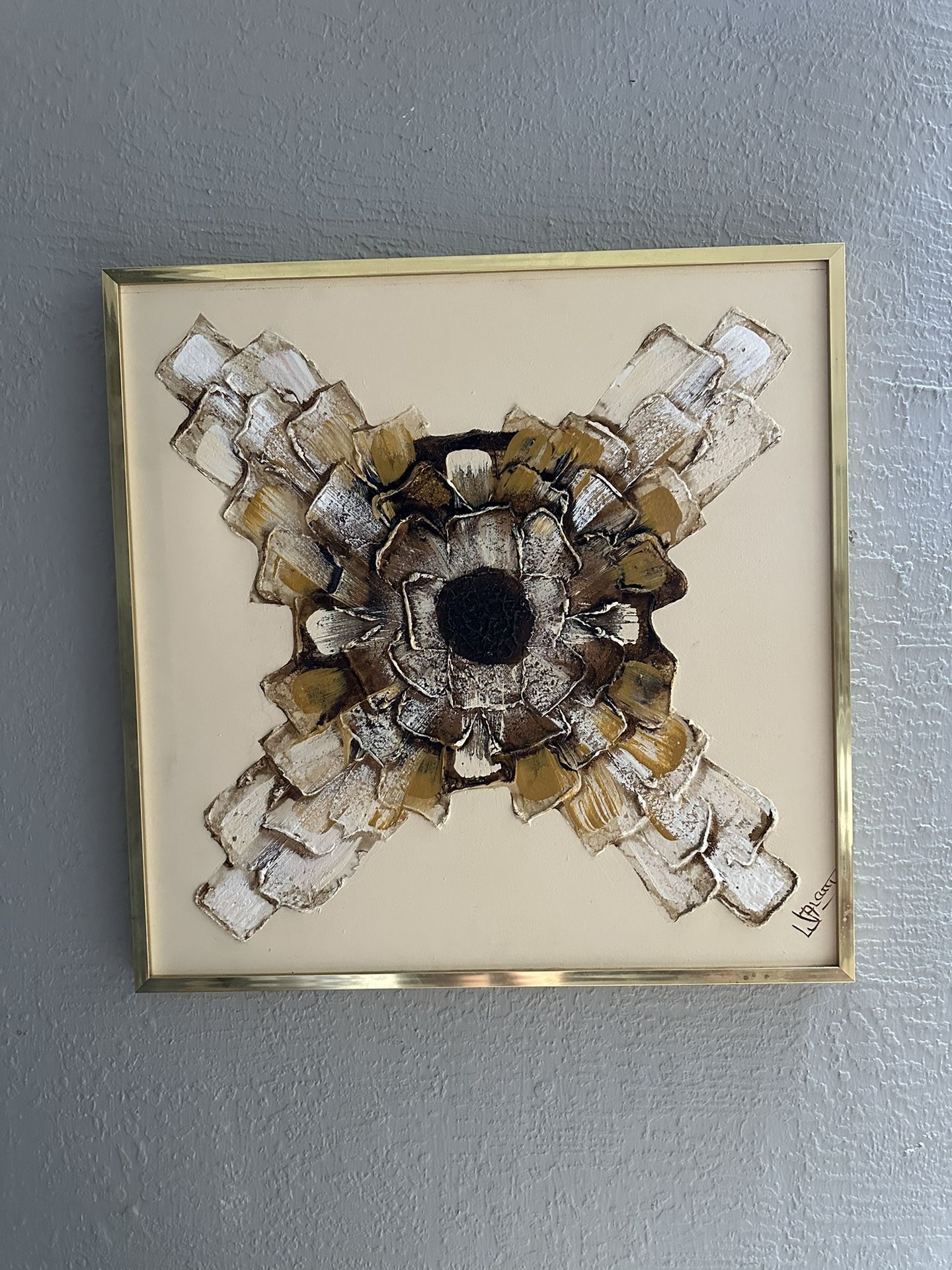 Vintage Frank Walcutt Abstract Impasto Oil Painting MCM 1970s