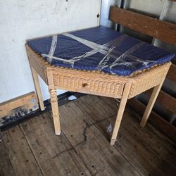 Wicker Desk Glass Table 