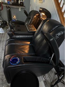 Black leather sofa