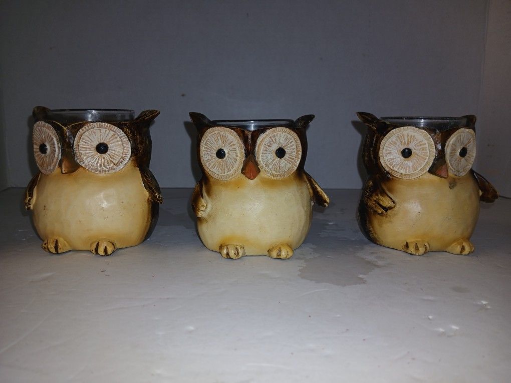 3 Yankee Candle Tea Light Holder Owls