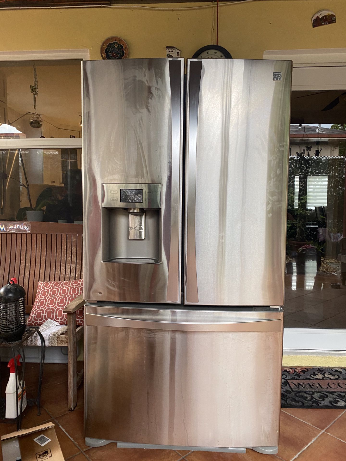 KENMORE ELITE stainless steel refrigerator with water and ice maker dispenser