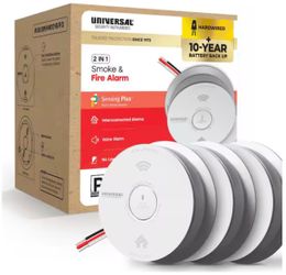 USI Hardwired 10-Year Battery Backup Photoelectric Smoke Detector w/ Voice Alert, 3-Pack