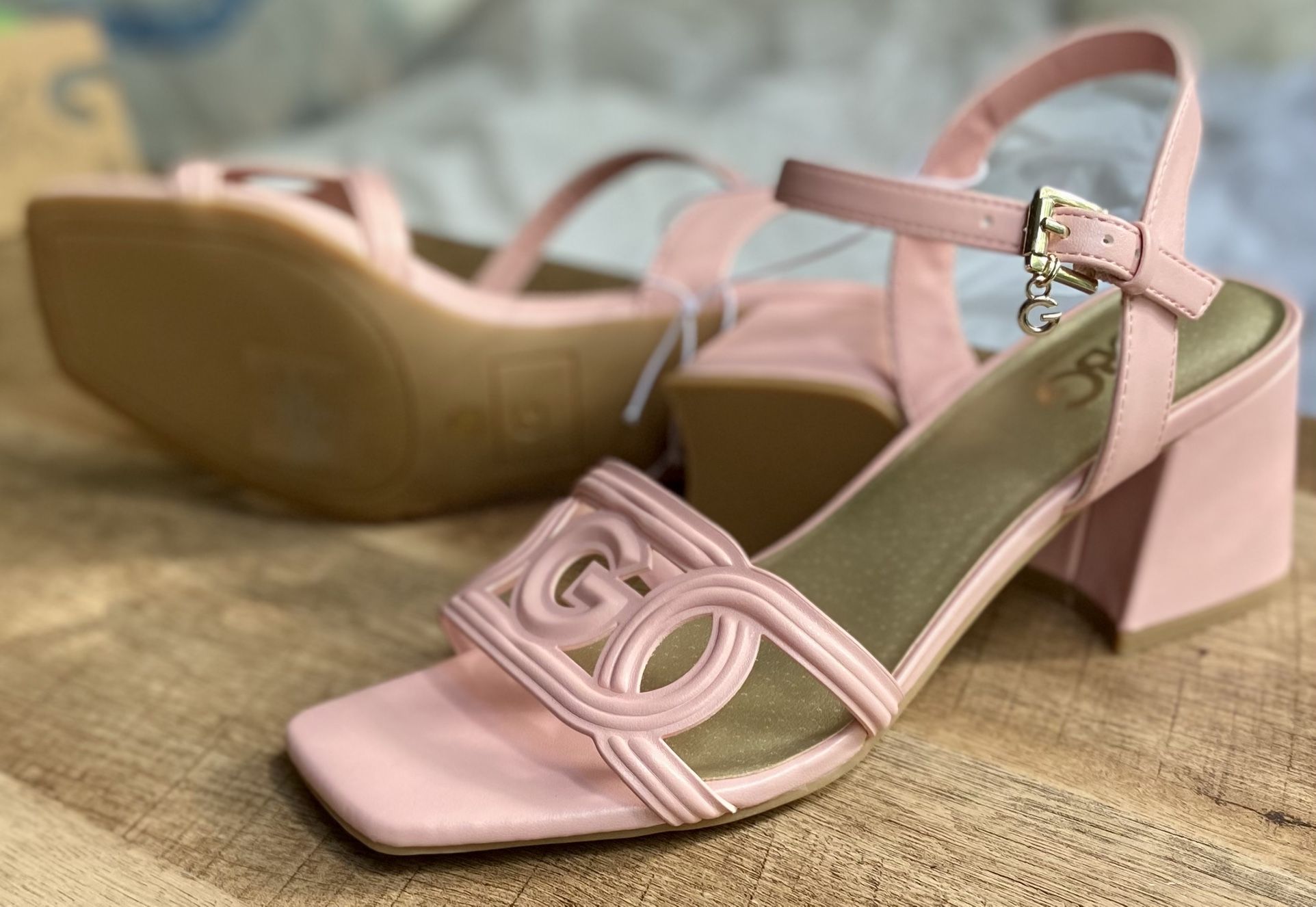 Guess G Los Angeles Pink Heels Sandals 7 fits like 7.5 NWT