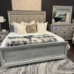 Vail Gray LED Upholstered Panel Bedroom Set 