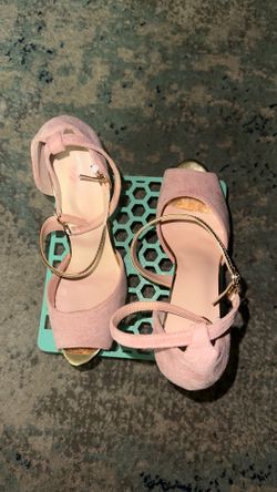 Pink Suede Platform Heels