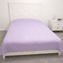 White Queen Bed Frame + Nightstand + Dresser 