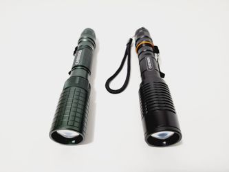 2pcs Castnoo T6 LED 5Modes Flashlight Aluminum Focus Torch ( Black Green )