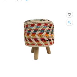 Home&Manor Lyon Cotton Round Stool