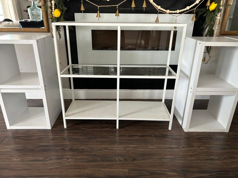 Shelving Unit And 4 Stackable Cubes Storage 