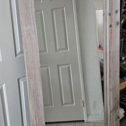 71" x 32" Rustic Vintage Farmhouse Wood Framed, Hanging or Leaning, Retro White