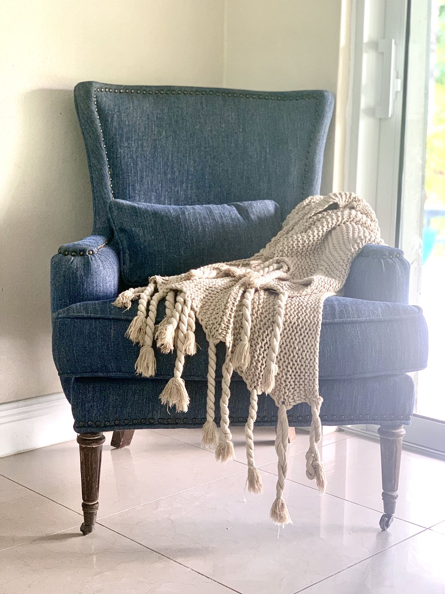 Modern Jeans Wingback Chair Barely Used …