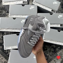Retro 5 wolf grey size 7
