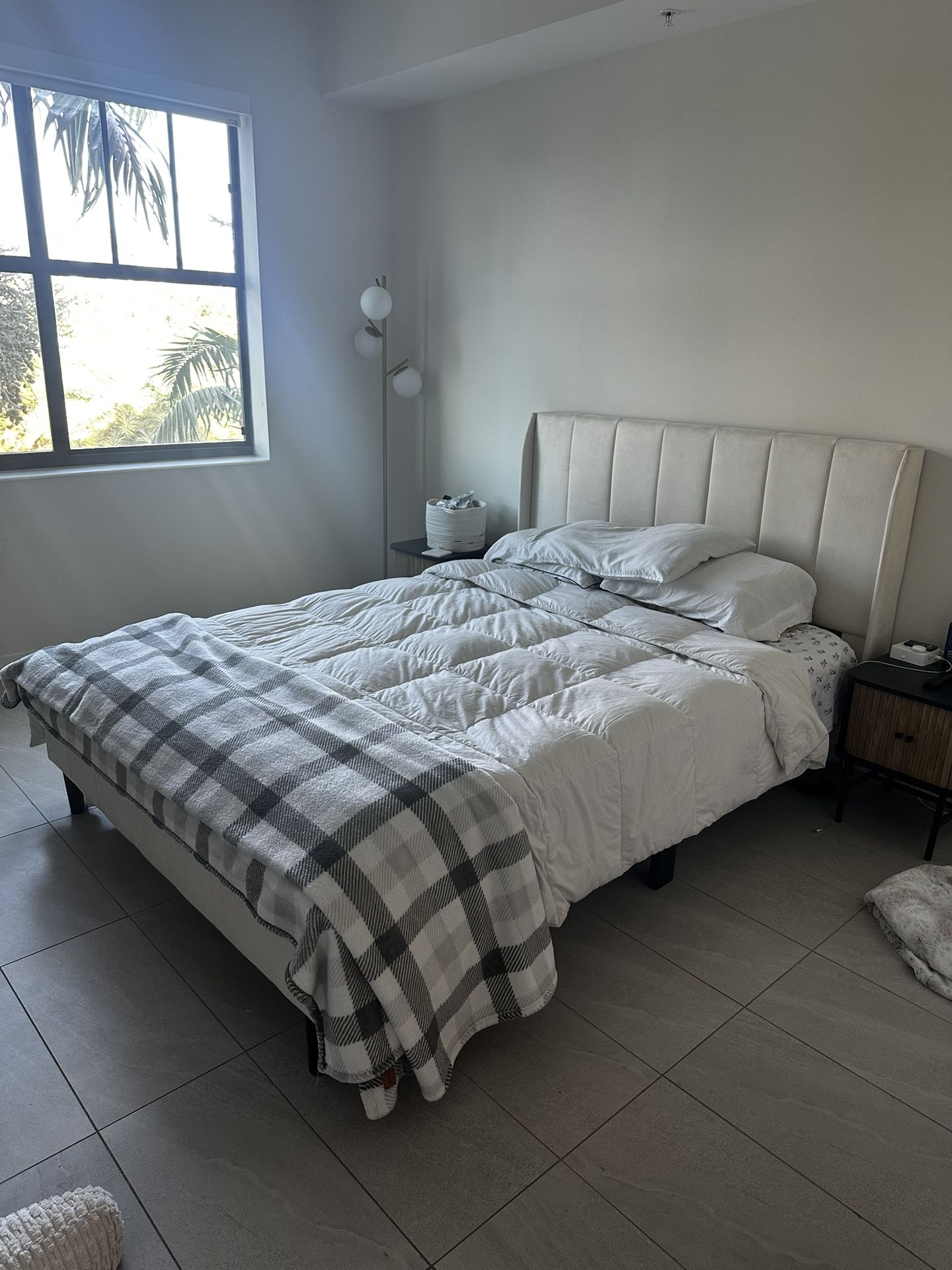 Queen Temperpedic Mattress with Mattress Protector & Bed Frame