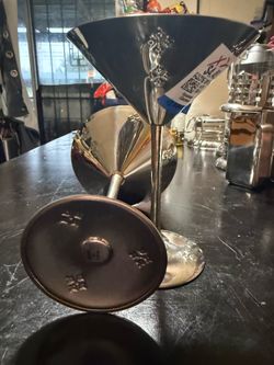 Pair of Metal Martini Glasses / Cocktail Stemware
