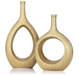 🚨 ELEGANT MATTE GOLD VASE SET OF 2 – ONLY $30! MODERN BOHO FARMHOUSE DECOR ✨