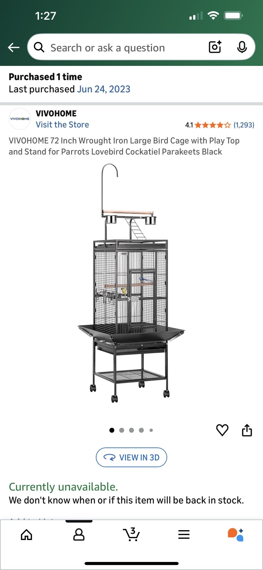 Bird Cage + Cover + Stand 