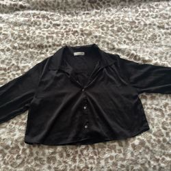Black Satin XL Blouse