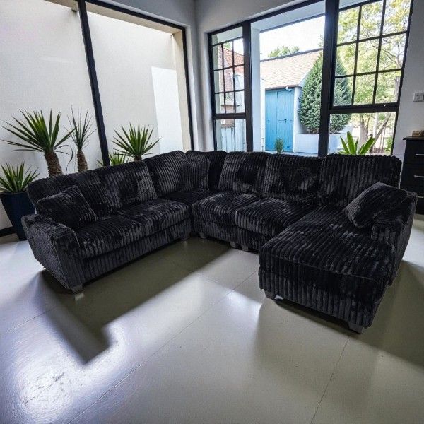 Black Sectional β«οΈ Corduroy Very Large NEW