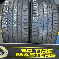 2 USED TIRES 235/45ZR17 KUMHO w/80% Thread  Both Installed and Balanced $100 ($50  each) 