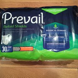 Prevail Incontinence Unisex Belted Shields, Disposable Adult Belted Shield for Men & Women