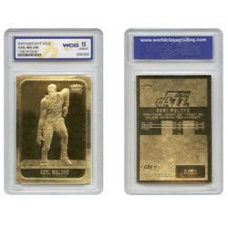 KARL MALONE 1986 Fleer ROOKIE 23KT Gold '98 Card Sculptured - Graded GEM MINT 10