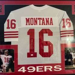 JOE MONTANA FRAMED AUTOGRAPHED SIGNED SF 49ERS 