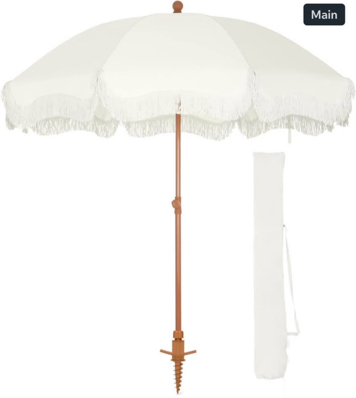 HERA'S PALACE 7ft Heavy Duty Beach Umbrella with Sand Anchor, Fringe U