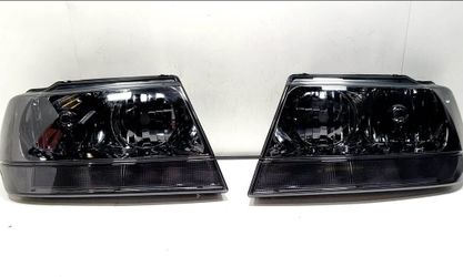 HEADLIGHTS FOR 1(contact info removed) JEEP GRAND CHEROKEE WJ LAREDO LIMITED SMOKED