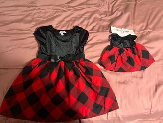 Girls Holiday Dress with Matching Doll Dress 4t
