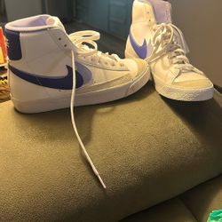 High Top White And Purple Nikes 