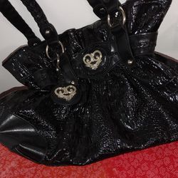 Black Textured Hobo Bag By Bueno Shoulder Bag Double Handles 