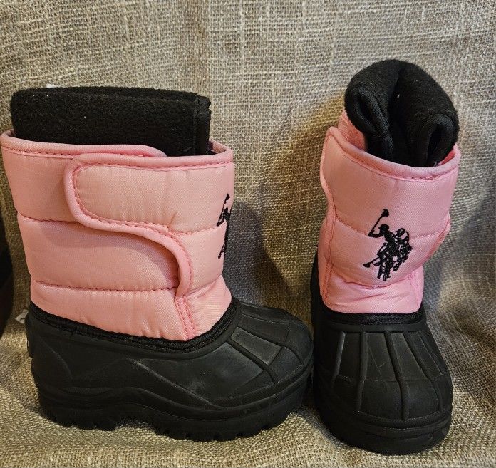 POLO Ralph Lauren Girls Insulated Pink Black Snow Boots Size 5