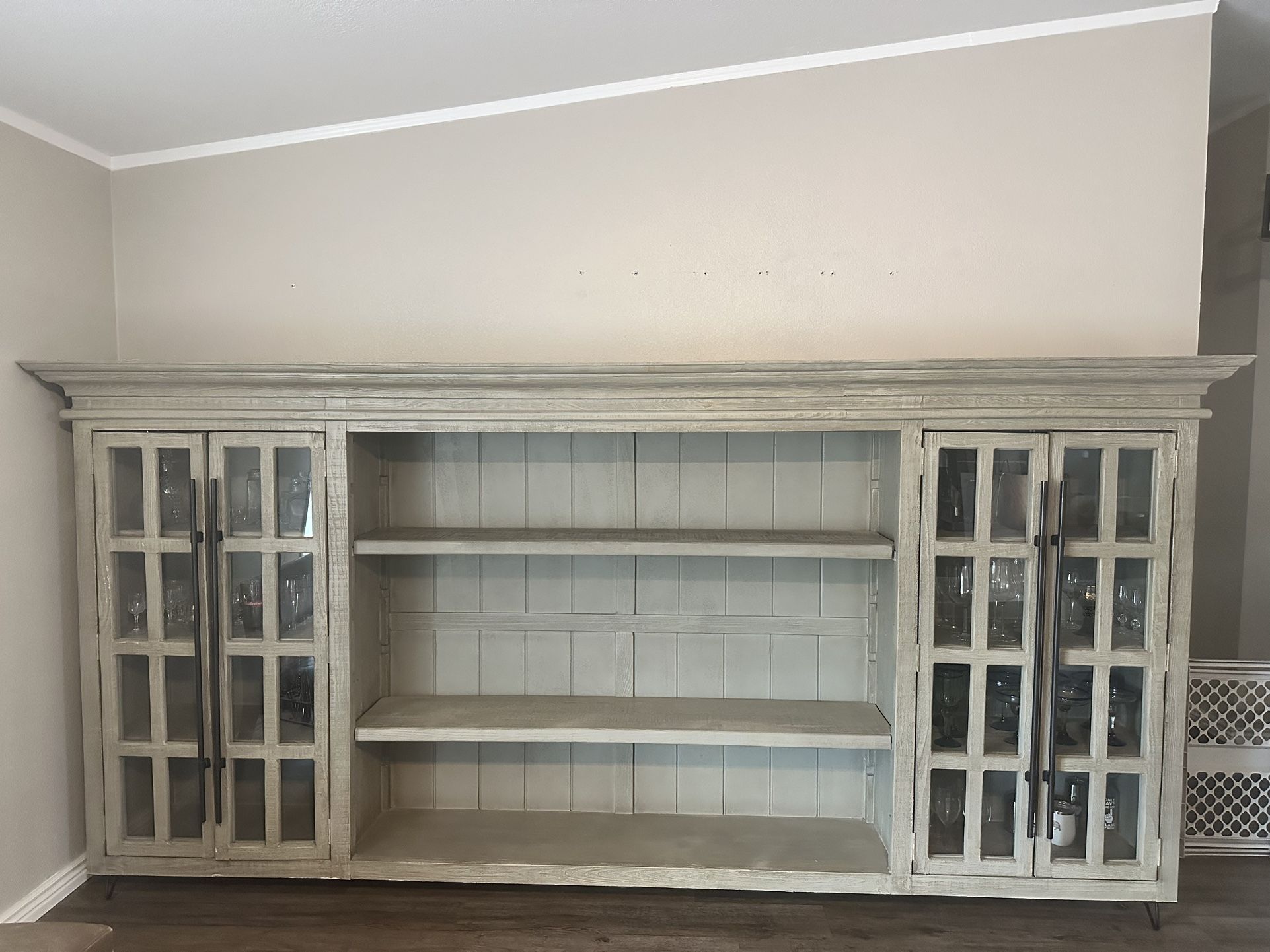 LARGE GRAY CABINET WITH SHELVING
