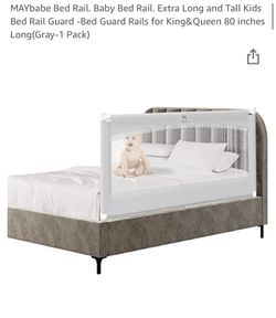MAYbabe Bed Rail. Baby Bed Rail. Extra Long and Tall Kids Bed Rail Guard -Bed Guard Rails for King&Queen 80 inches Long(Gray-1 Pack)