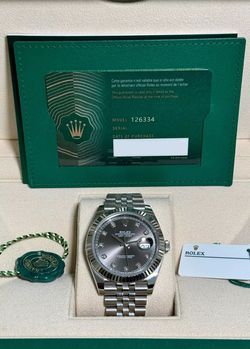 Rolex Datejust 41 126334 Slate Grey Diamonds Fluted Jubilee NEW 2024 COMPLETE