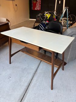 Mid-Century Modern Desk with White Top