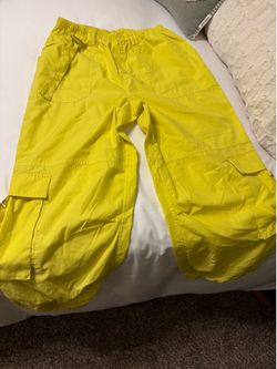 Woman’s yellow baggy pants