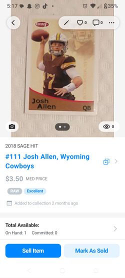 2018 Sage Hit Josh Allen Rookie Card #111