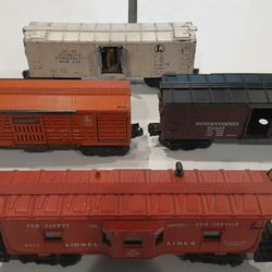 Lionel, cattle car,milk car,box car n Rare Bay Window Caboose