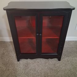 Black and red small Cabinet/ Bookcase with glass doors