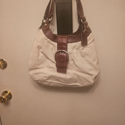 White Leathr Mint Coach Bag