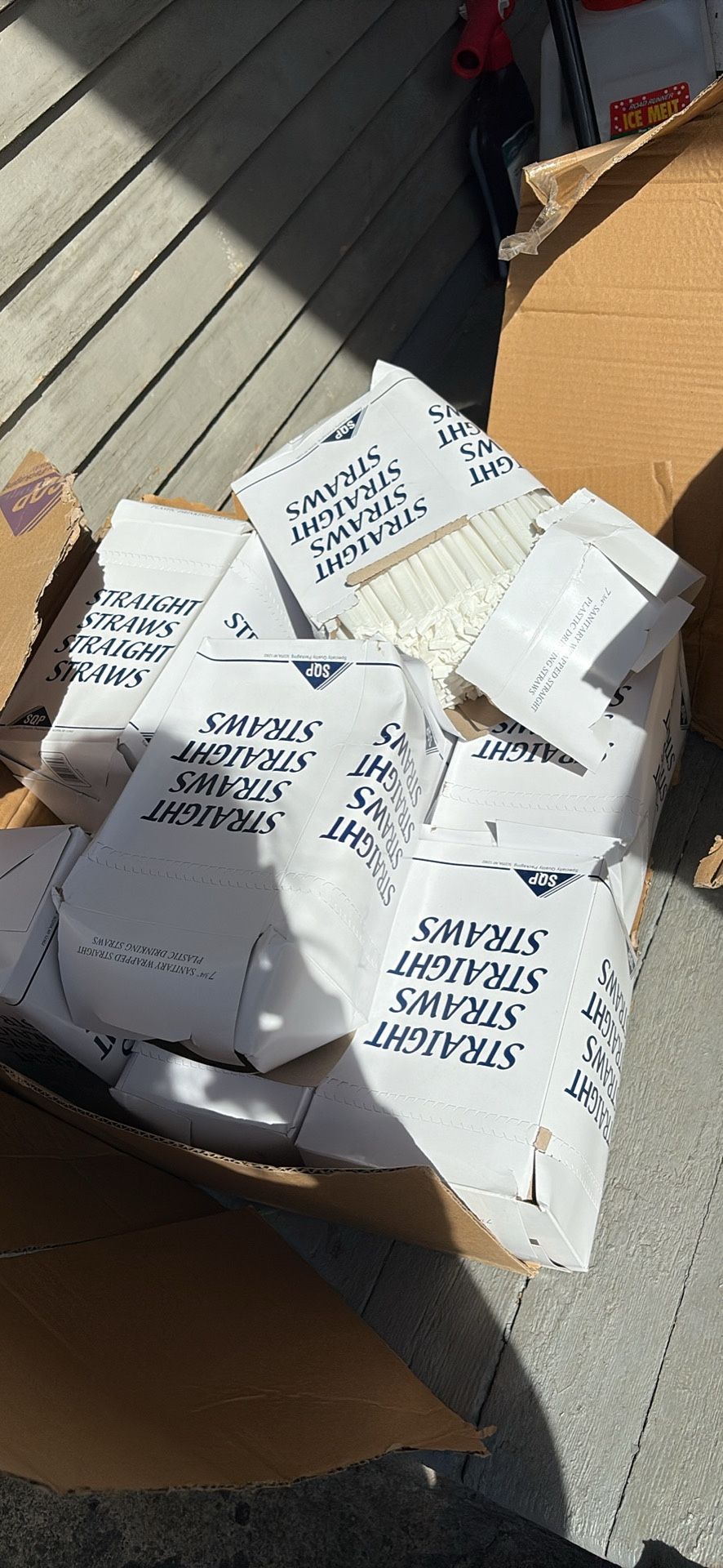 Boxes Of Plastic Covered Straws