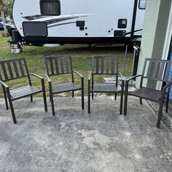 4 Brown Metal Chairs