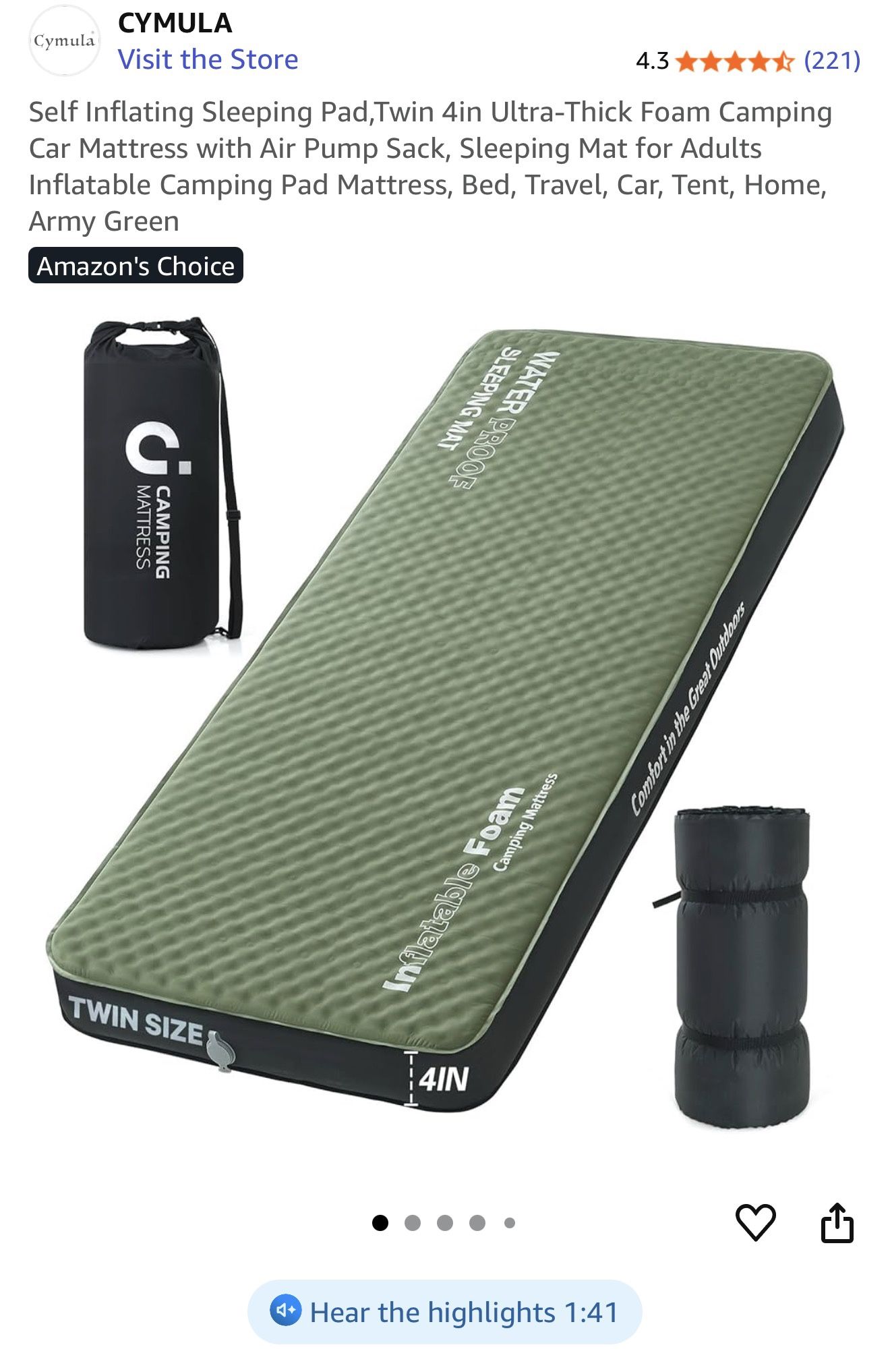 Twin Size Camping Mattress