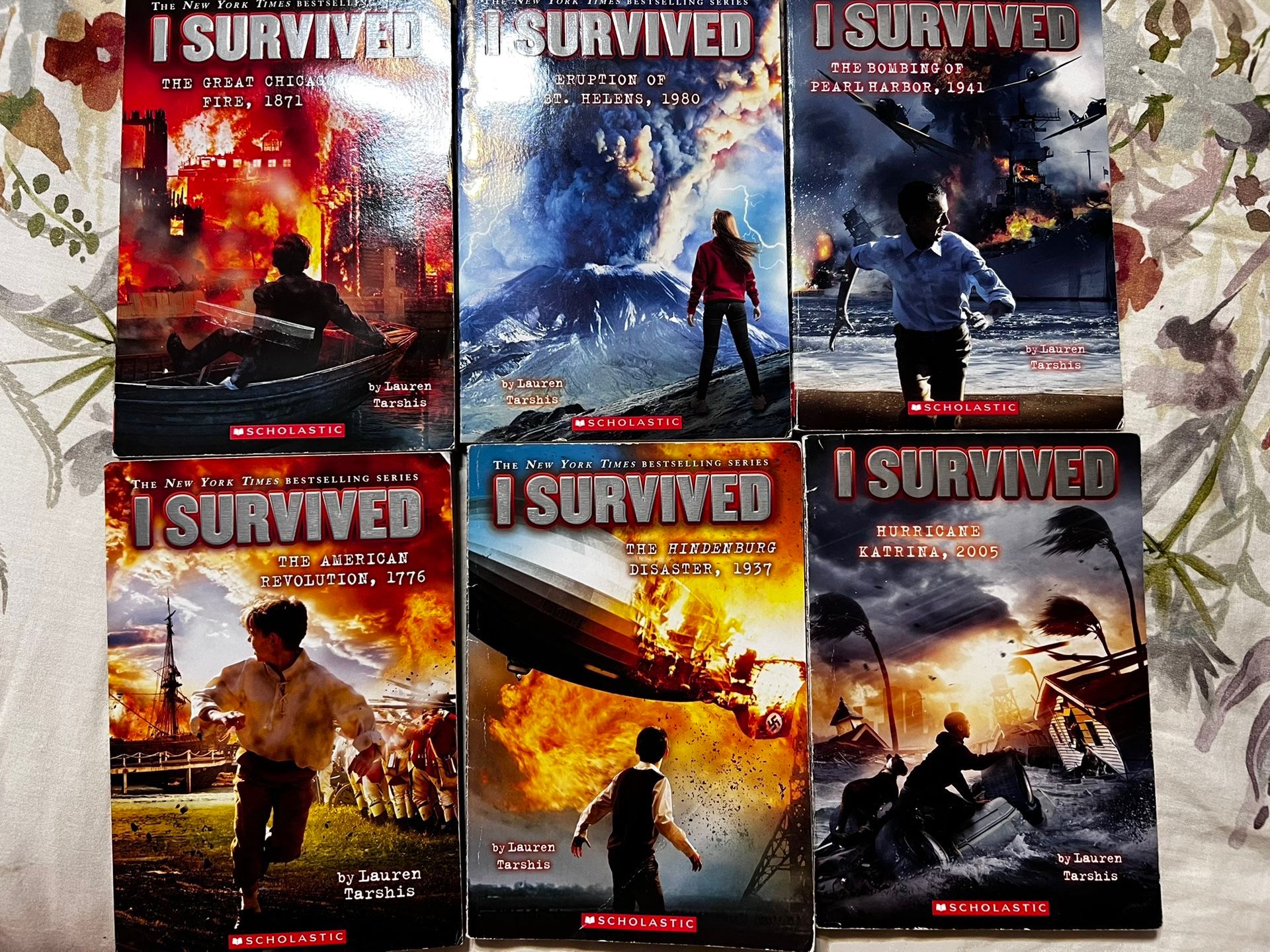 I Survived Books. Set of 5. Chicago, Hindenburg, Katrina, Pearl Harbor, American Revolution, Mount St. Helen’s