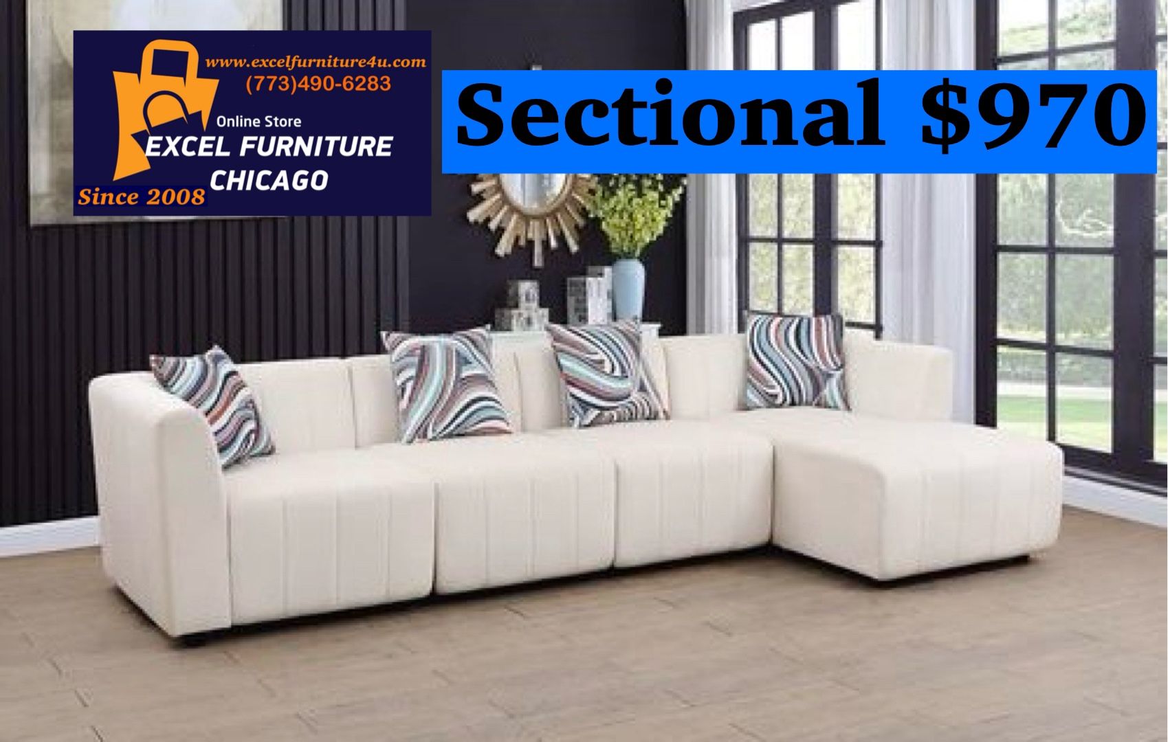 Brand New Sectional Sofa Couch White Microfiber
