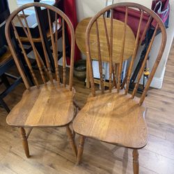 2 oak chairs 