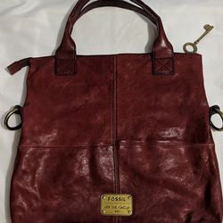 Fossil Leather Shoulder Bag Womens Maroon Vintage 1994 