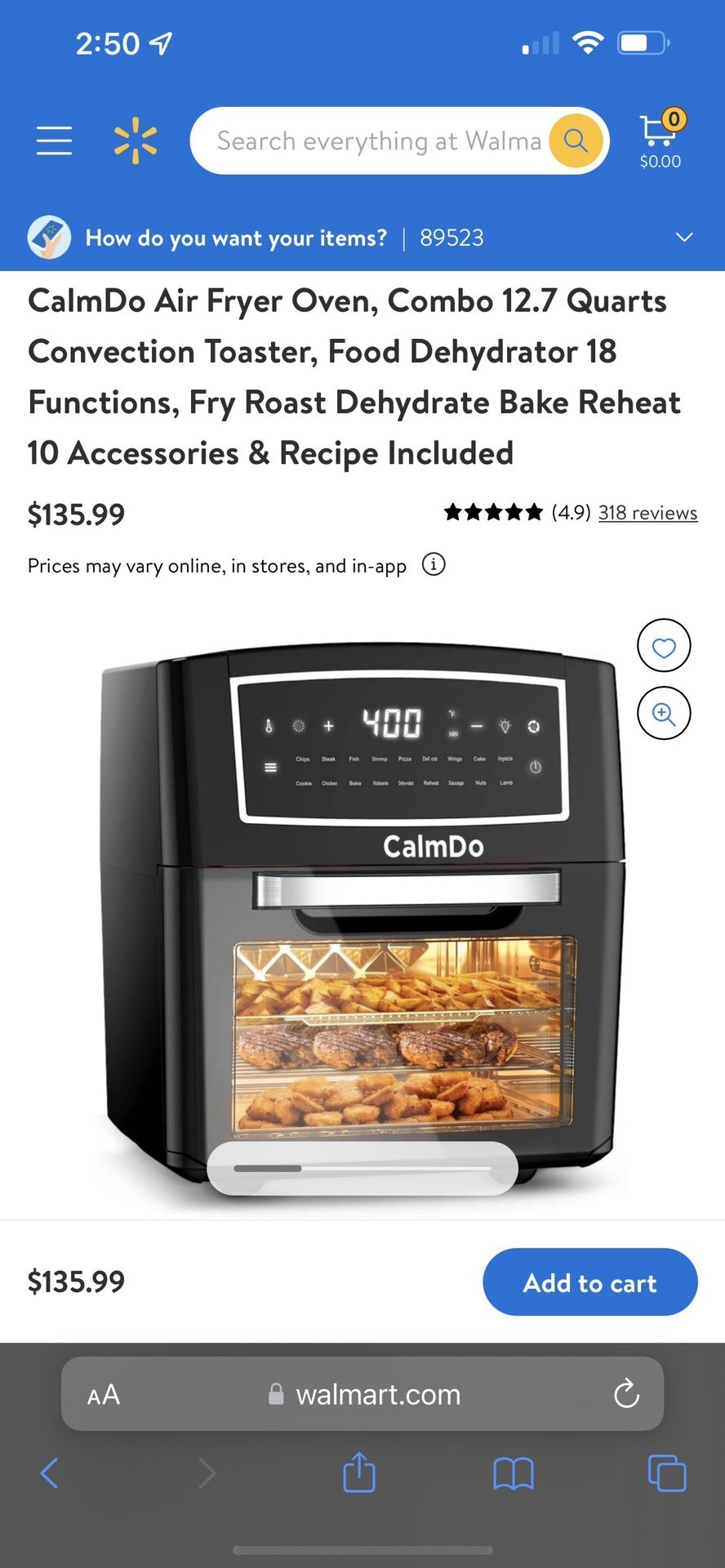CalmDo Air Fryer Oven Combo 12.7 Qt Convection Toaster Dehydrator